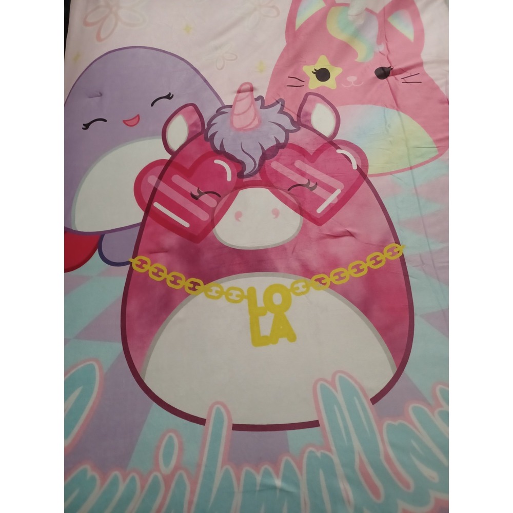 Squishmallows‎ Snuggle Throw Blanket Super Soft, 50 x 70 Inches Pink Blue Purple